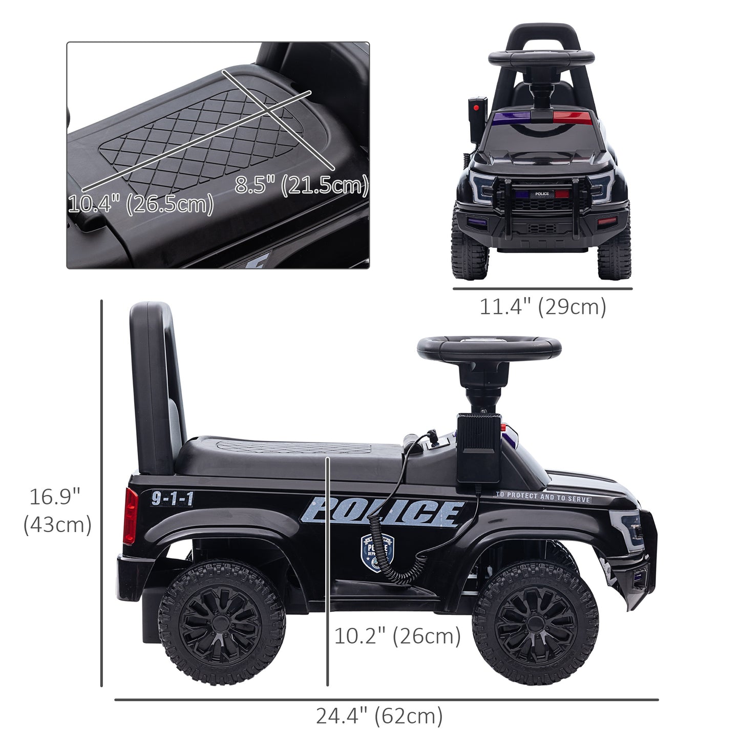 VarietyKart Kids Ride On Sliding Car with Hidden Under Seat Storage, Foot-to-Floor Design, Black