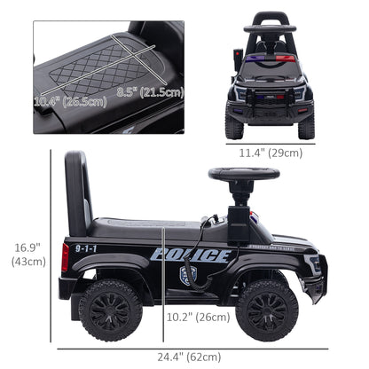 VarietyKart Kids Ride On Sliding Car with Hidden Under Seat Storage, Foot-to-Floor Design, Black