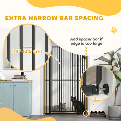 59" Extra Tall Cat Gate, 30"-41" Pet Gate with 2.8" and 5.5" Extensions, for Doorway, Hallway, Stairway, Black