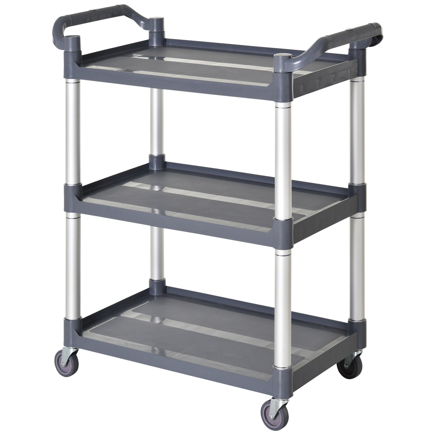 3-Tier Utility Cart Large Rolling Storage Trolley with 3 Shelves Metal Clean Service Cart, Restaurant, Hotel, Livingroom