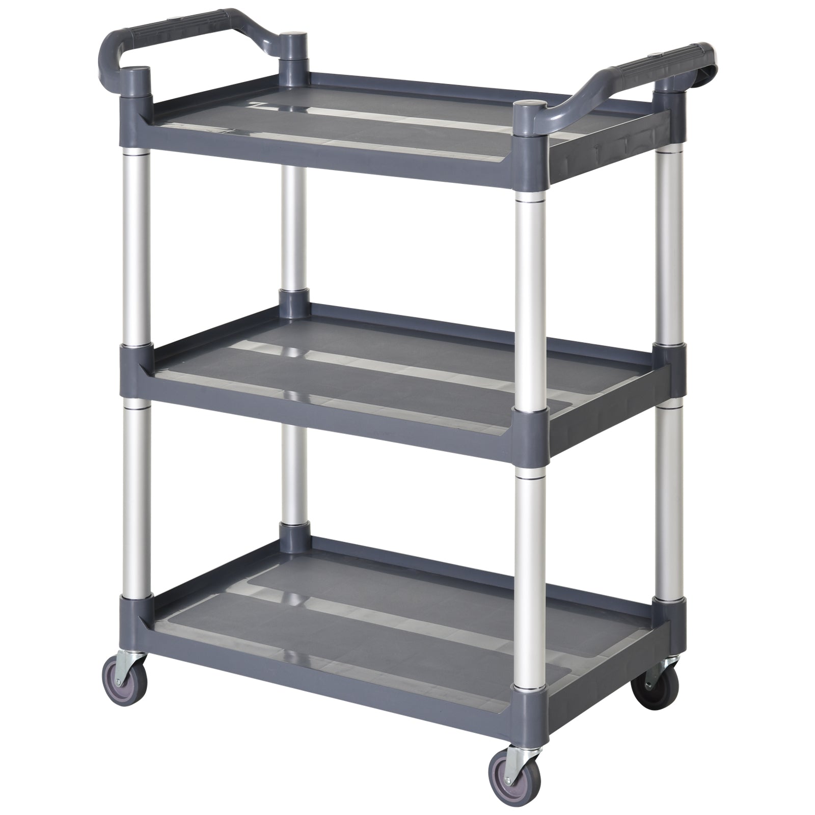 3-Tier Utility Cart Large Rolling Storage Trolley with 3 Shelves Metal Clean Service Cart, Restaurant, Hotel, Livingroom