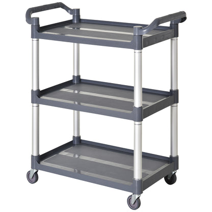 3-Tier Utility Cart Large Rolling Storage Trolley with 3 Shelves Metal Clean Service Cart, Restaurant, Hotel, Livingroom
