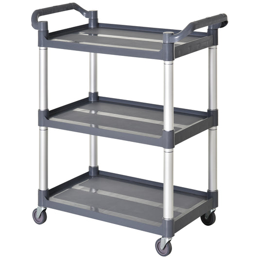 3-Tier Utility Cart Large Rolling Storage Trolley with 3 Shelves Metal Clean Service Cart, Restaurant, Hotel, Livingroom
