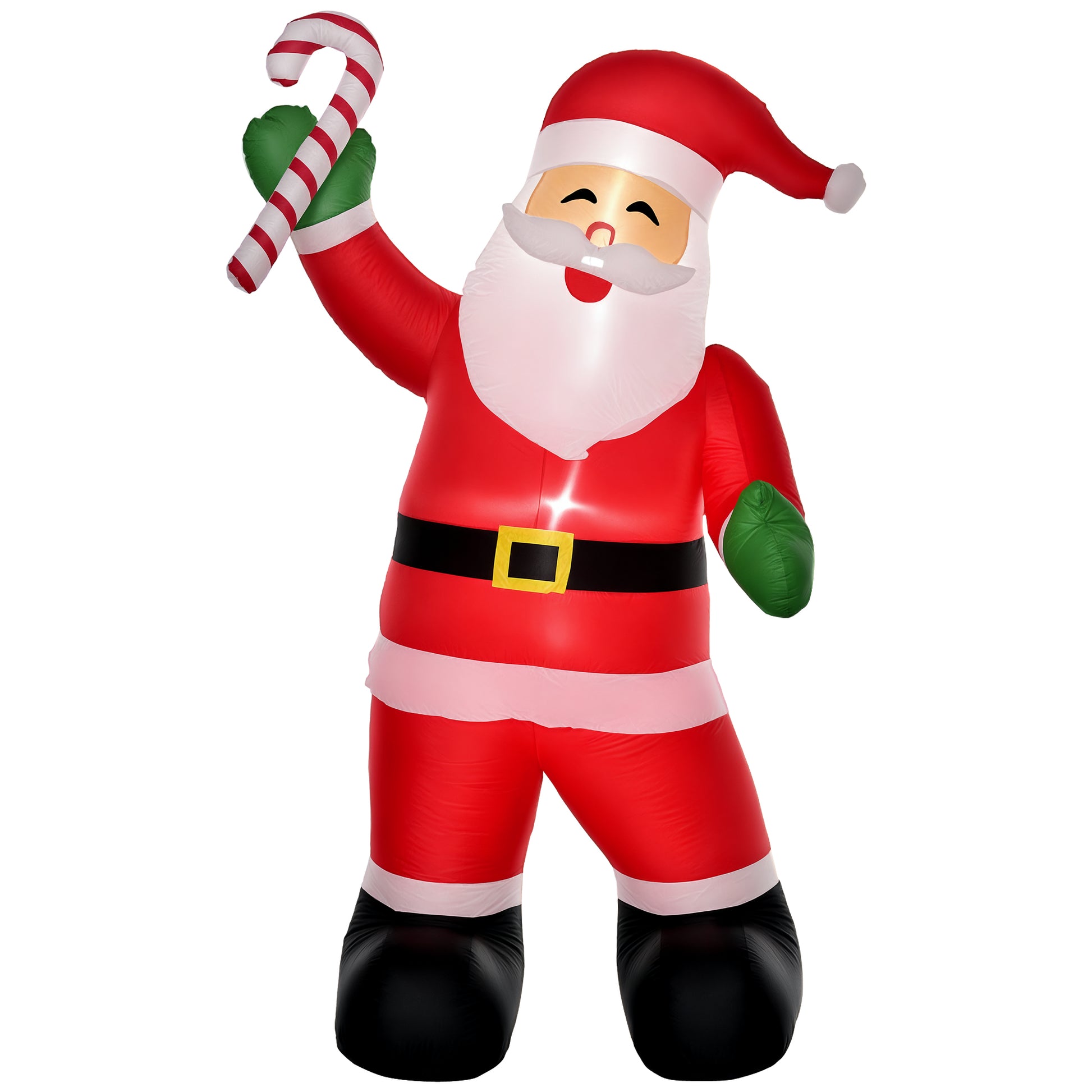 Inflatable Christmas Outdoor Lighted Yard Decoration, Santa Claus with Candy Cane, 8' Tall