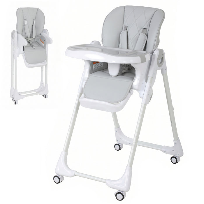 Qaba Foldable Adjustable Baby High Chair – Grey