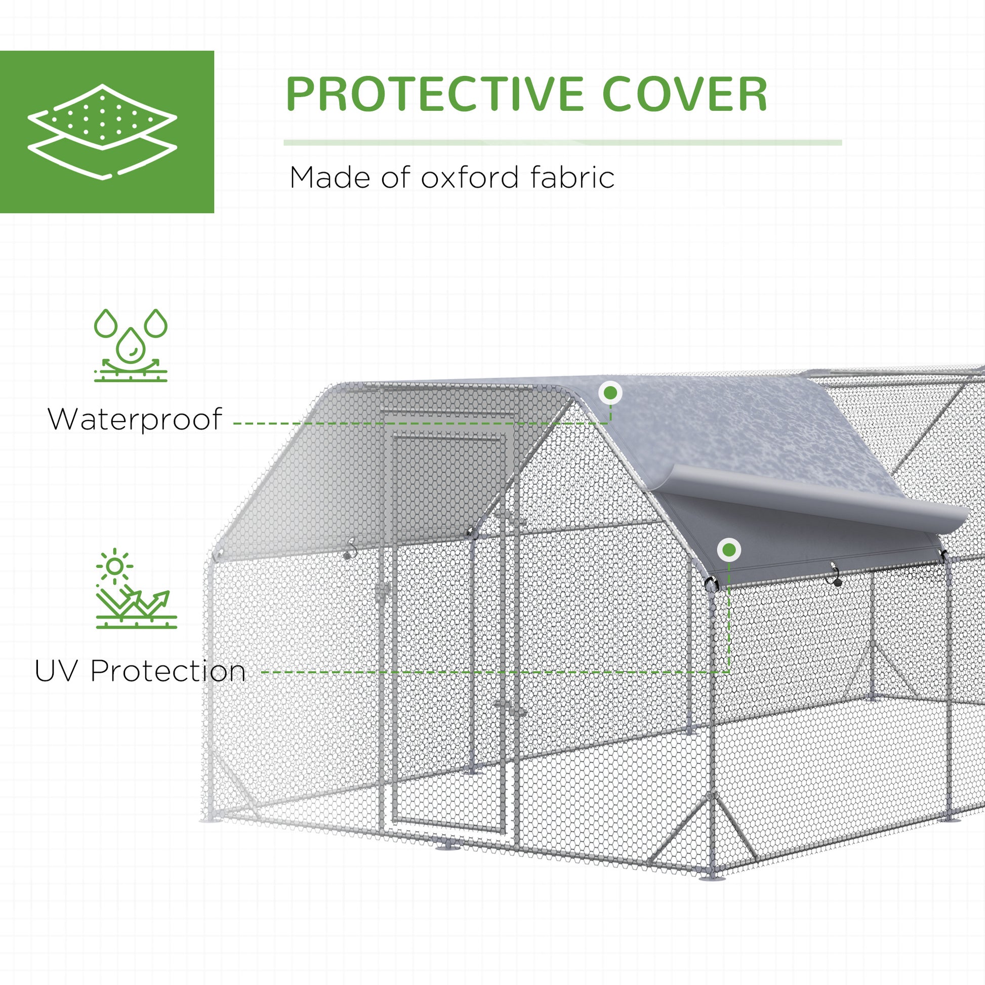 Chicken Run Outdoor, Galvanized Large Metal Chicken Coop Cage, Walk-in Enclosure Poultry Hen Run House Playpen Rabbit Hu