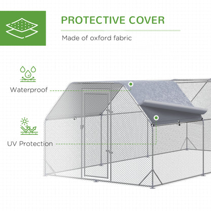 Chicken Run Outdoor, Galvanized Large Metal Chicken Coop Cage, Walk-in Enclosure Poultry Hen Run House Playpen Rabbit Hu