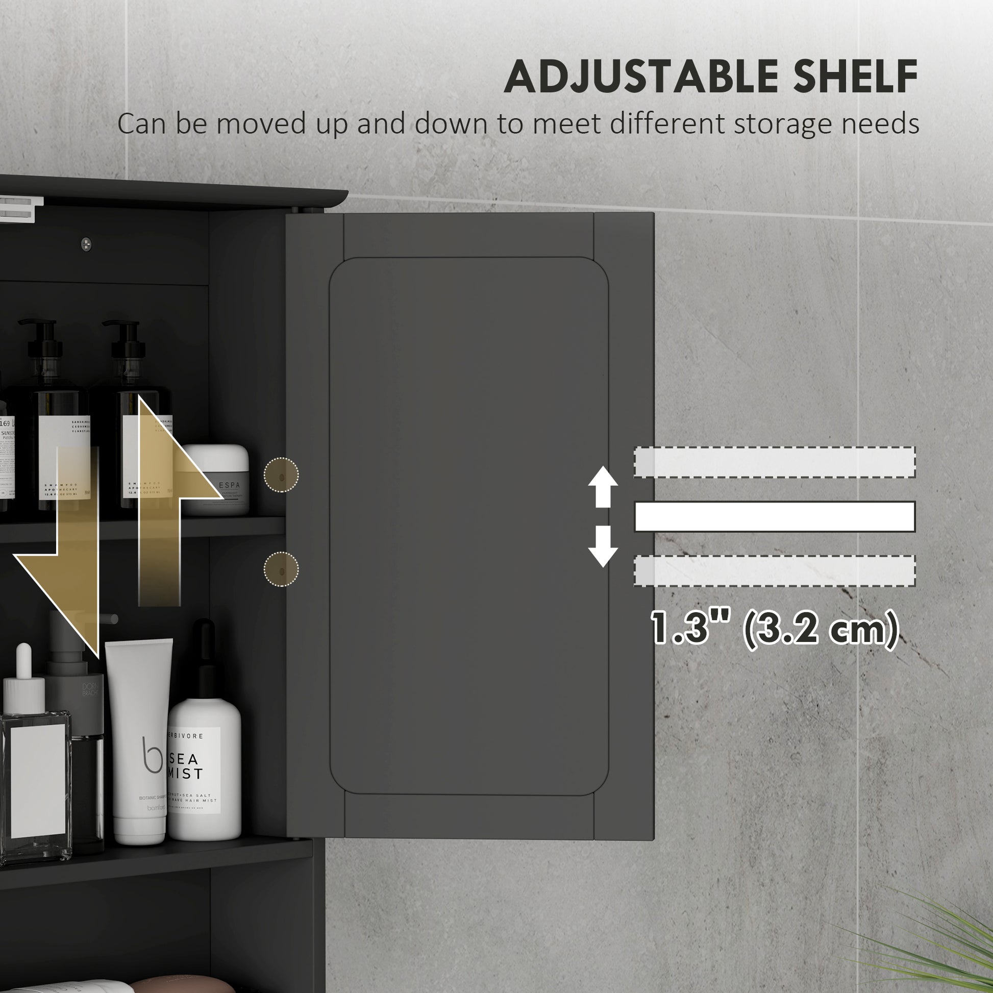 Medicine Cabinet, Wall-Mounted Bathroom Mirror Cabinet with Double Doors, Open Shelf, and Adjustable Shelf, Modern Bathr