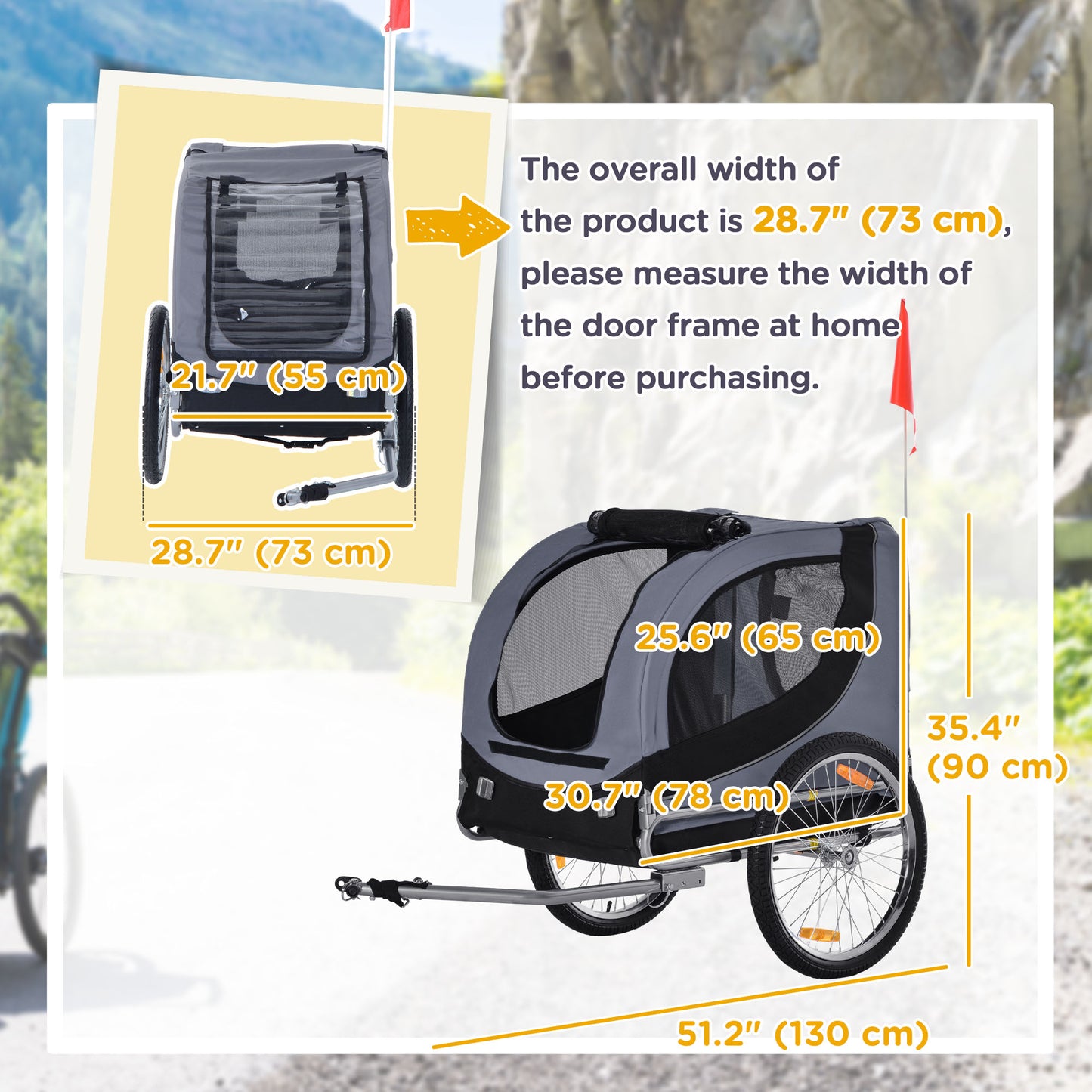 Dog Bike Trailer, Pet Cart, Bicycle Wagon, Travel Cargo, Carrier Attachment with Hitch, Foldable for Travelling, for Sma