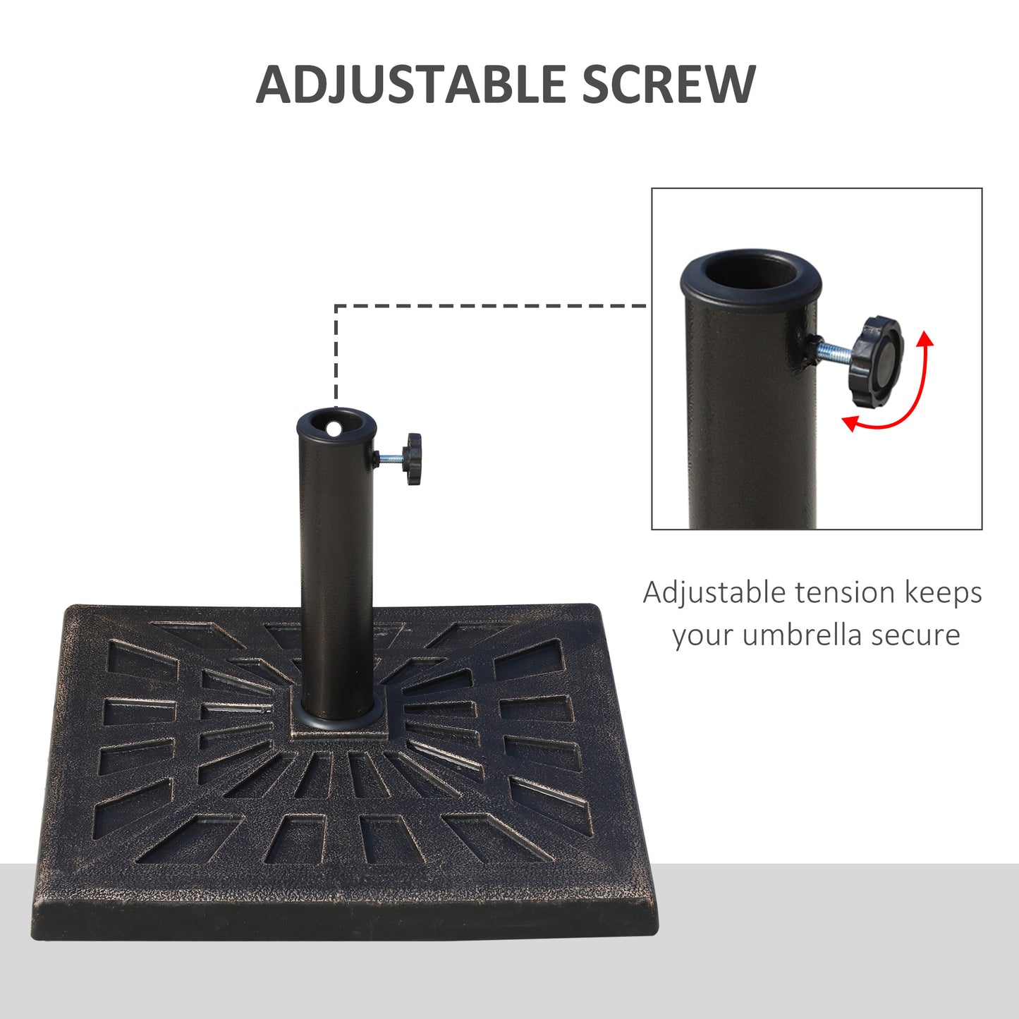 18.5" Square Patio Umbrella Base, Outdoor Resin Parasol Stand Market Umbrella Holder Deck - Bronze