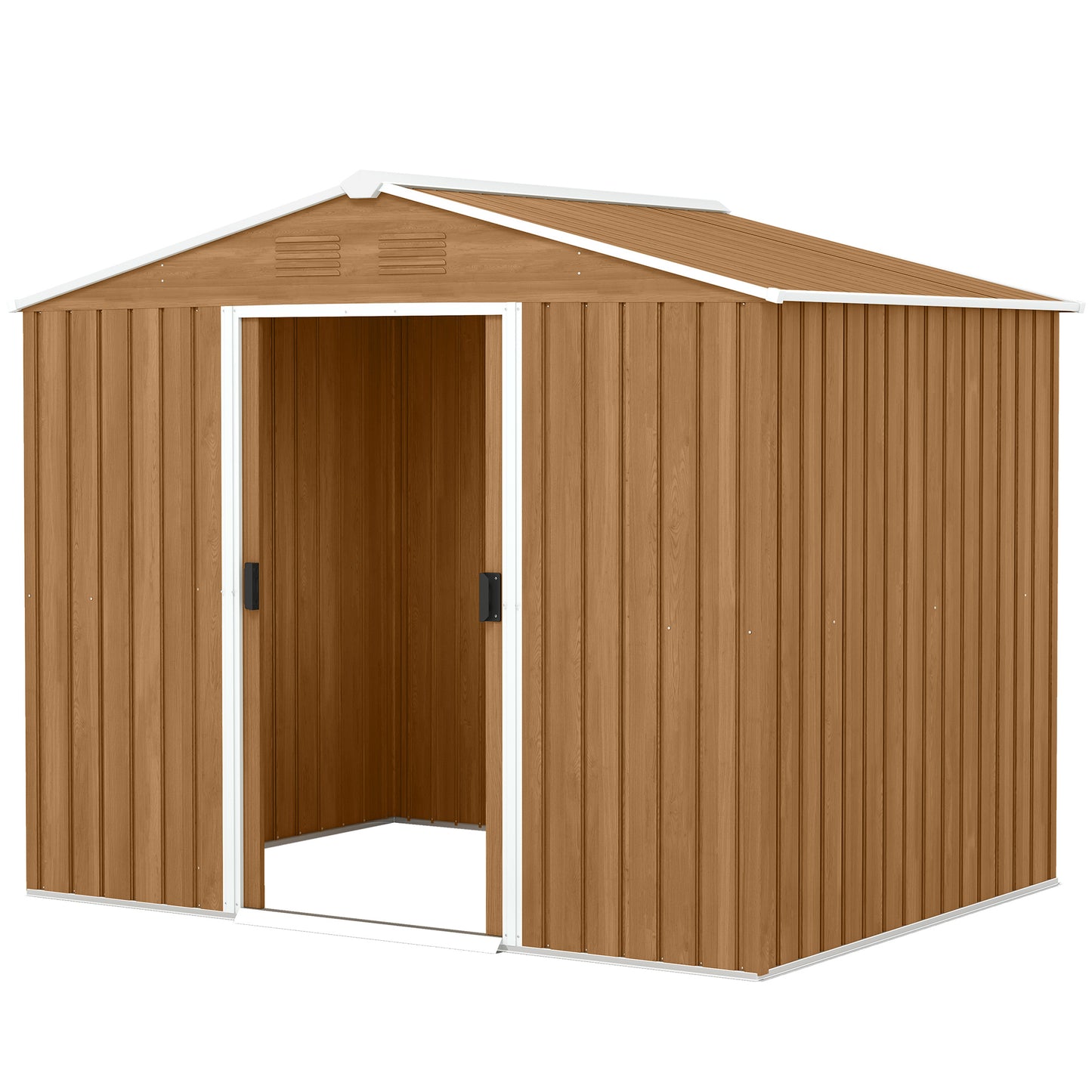 8' x 6' Outdoor Storage Shed, Metal Garden Tool Storage House with Lockable Sliding Doors and Vents for Backyard Patio L