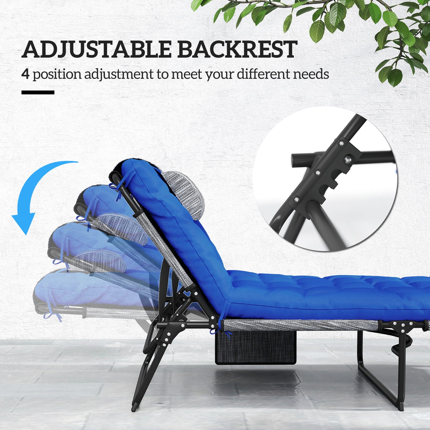2 Pieces Folding Lounge Chairs with 4-level Reclining Back, Outdoor Tanning Chair with Cushion, Sun Lounger with Breatha