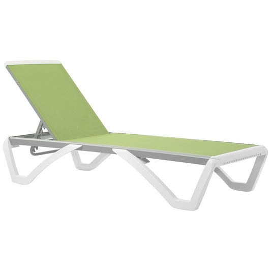 Outdoor Chaise Lounge Chair, Patio Aluminum Tanning Chair with 5-Level Adjustable Back, Portable Wheels, Breathable Mesh