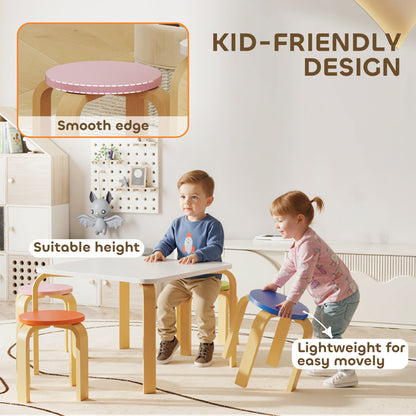 Qaba Kids Table and Chair Set, 5-Piece Children Furniture Set, Kids Table and 4 Chair Set for Daycare, Classroom, Playro