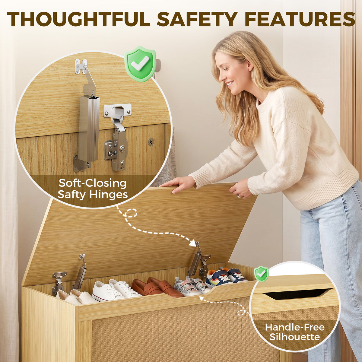 Storage Chest with Lift Top Storage Chest with Safety Hinges 39.4" Oak