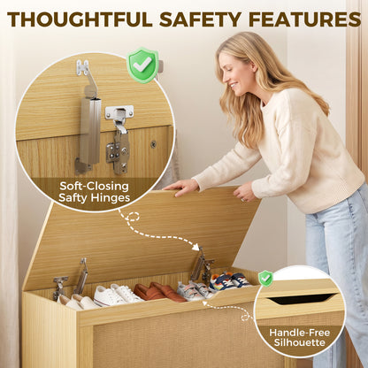 Storage Chest with Lift Top Storage Chest with Safety Hinges 39.4" Oak
