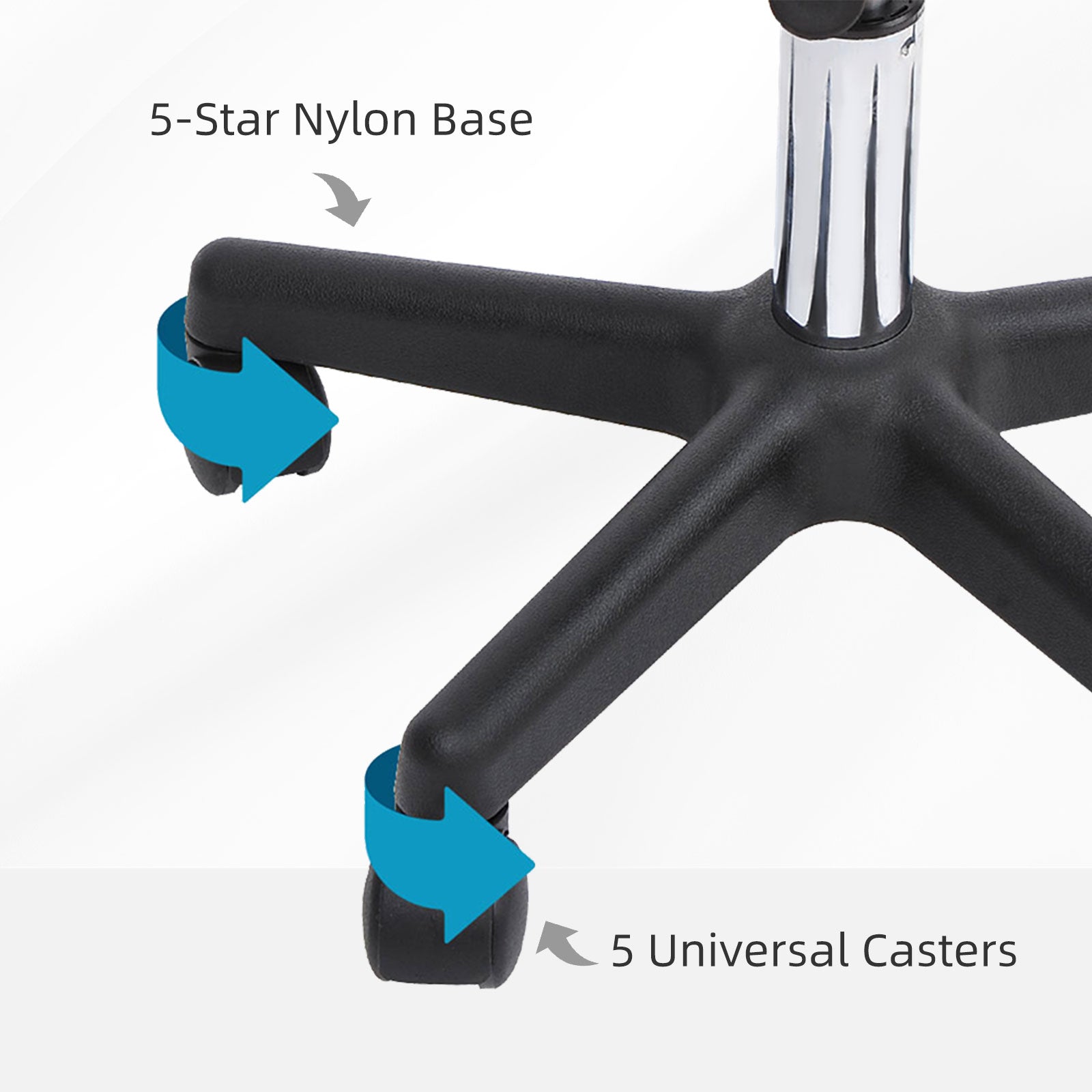 Rolling Stool with Wheels, Swivel Stool with Back Support, Adjustable Height, PU Leather Drafting Chair for Home Office,
