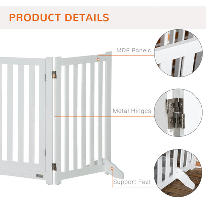 31.5"H Foldable Dog Gate with Door, 3 Panels Freestanding Pet Gate Barriers Indoor with Support Feet, Puppy Fence for Sm