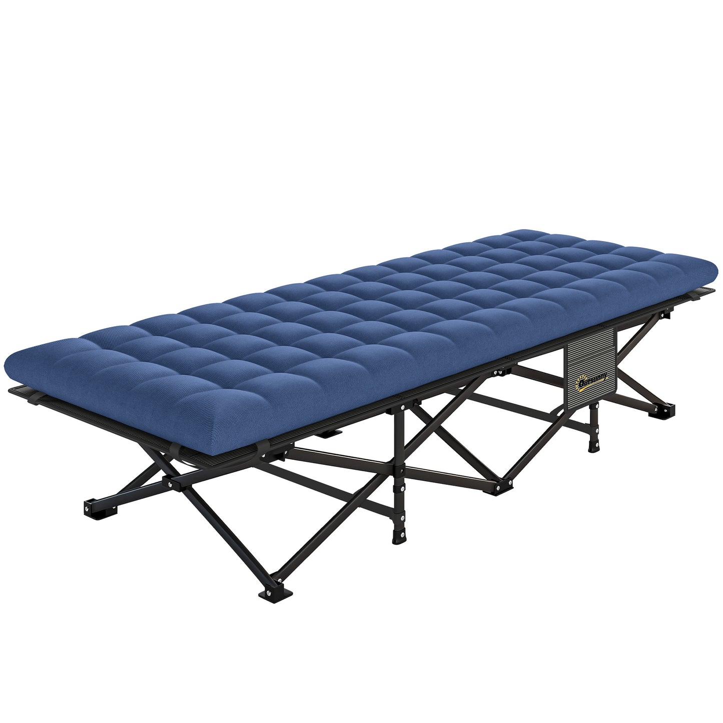Camping Cot with Soft Pad, 32" Extra Wide Folding Cots with Non-Slip Feet and Carry Bag, Blue