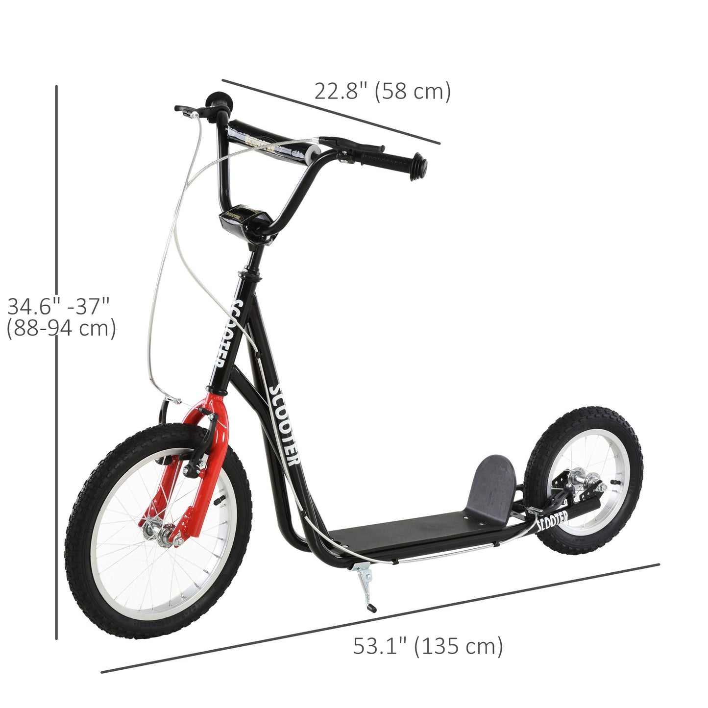 VarietyKart Youth Kick Scooter with Adjustable Handlebar and 16'' Inflatable Rubber Wheel for Kids and Teens 5+ Year Old