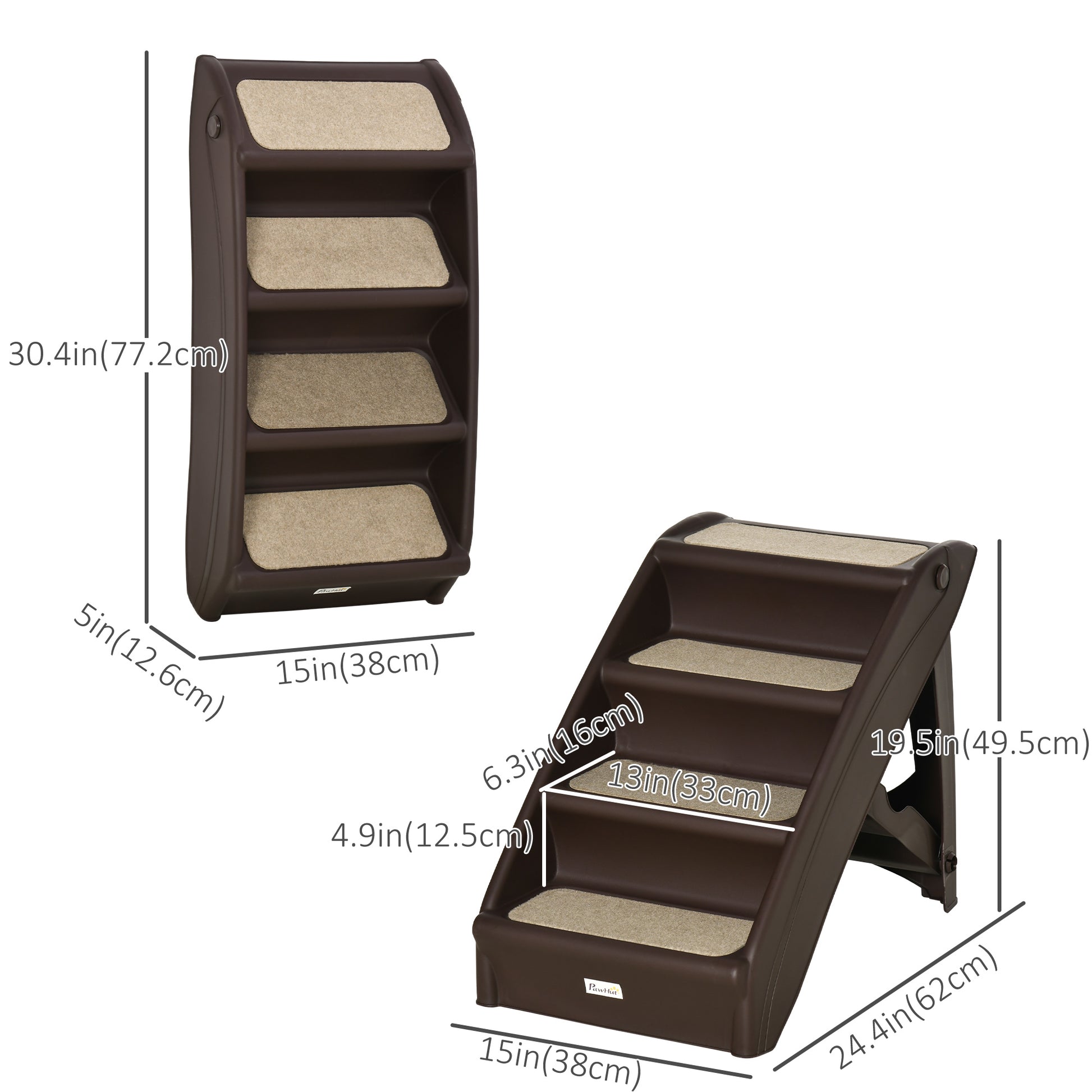 4-Level Portable Pet Stairs, Foldable Dog Ramp, Lightweight Cat Steps, with Nonslip Soft Mats, for High Bed, Sofa, Up to