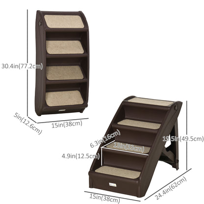 4-Level Portable Pet Stairs, Foldable Dog Ramp, Lightweight Cat Steps, with Nonslip Soft Mats, for High Bed, Sofa, Up to