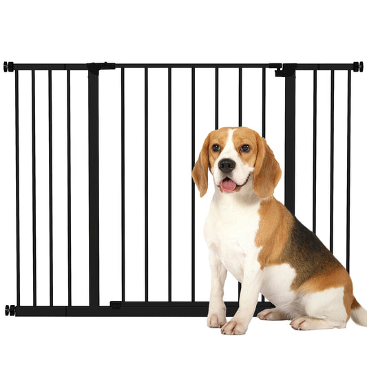 Pressure Fit Dog Gate Pet Barrier for stairs doorway, 29.9''- 42.1'' Width Black