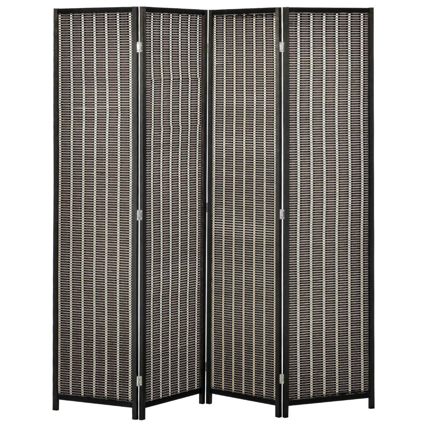 4 Panel Room Divider, 6 Ft Tall Indoor Portable Folding Privacy Screens, Bamboo Hand-Woven Freestanding Partition Wall D