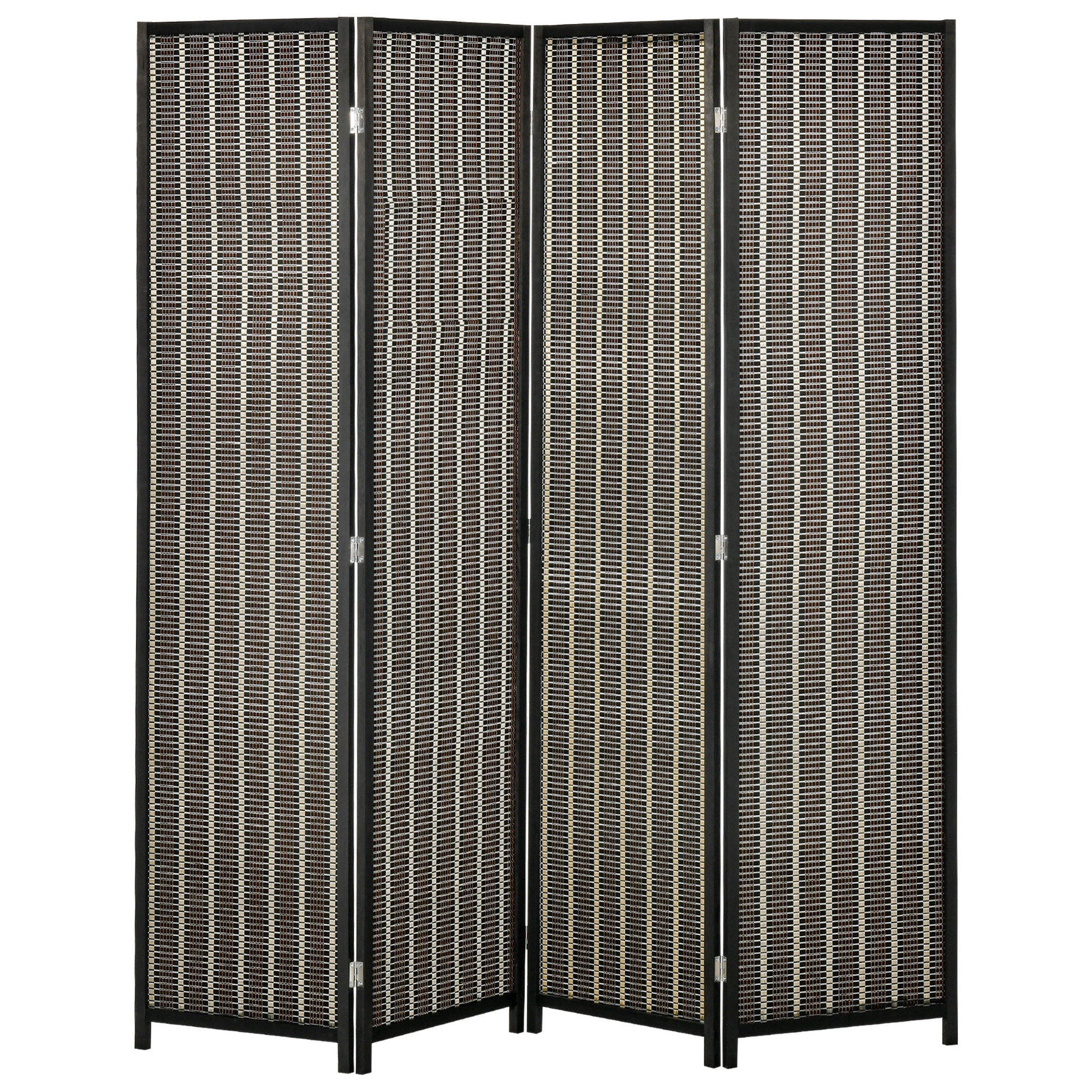 4 Panel Room Divider, 6 Ft Tall Indoor Portable Folding Privacy Screens, Bamboo Hand-Woven Freestanding Partition Wall D