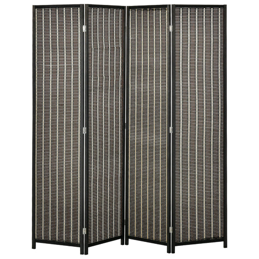 4 Panel Room Divider, 6 Ft Tall Indoor Portable Folding Privacy Screens, Bamboo Hand-Woven Freestanding Partition Wall D