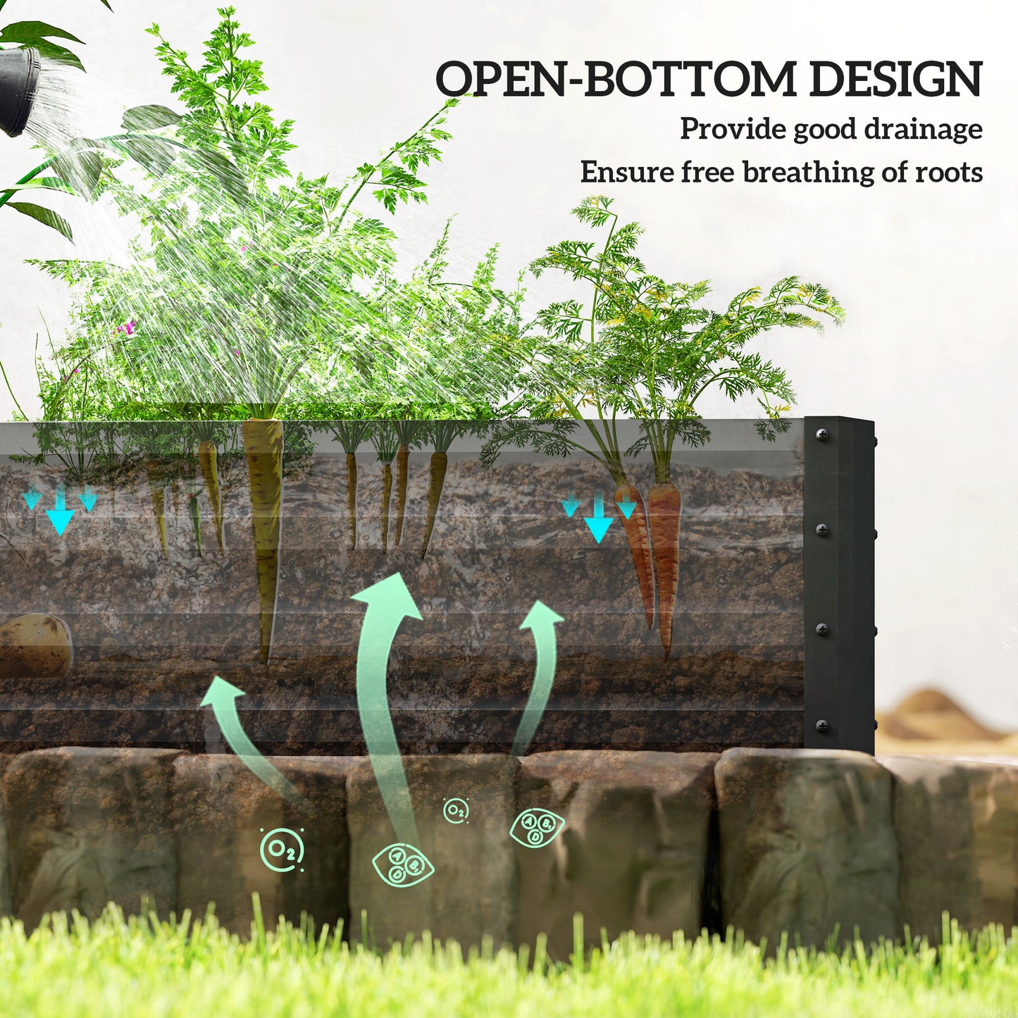L-Shaped Raised Garden Bed, 82" x 109" x 12" Galvanized Steel Planter Box with Multi-reinforced Rods for Vegetables, Flo