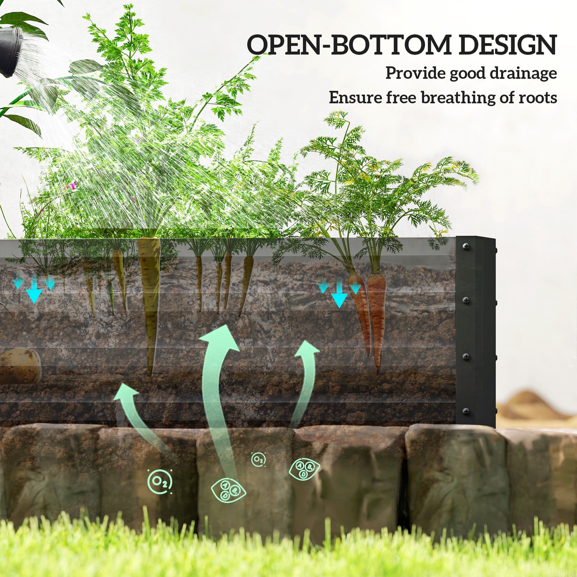 L-Shaped Raised Garden Bed, 82" x 109" x 12" Galvanized Steel Planter Box with Multi-reinforced Rods for Vegetables, Flo