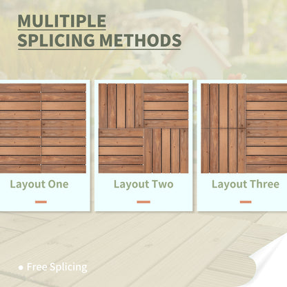 27 Pcs Wood Interlocking Deck Tiles, 12 x 12in Outdoor Flooring Tiles for Indoor and Outdoor Use, Tools Free Assembly, B