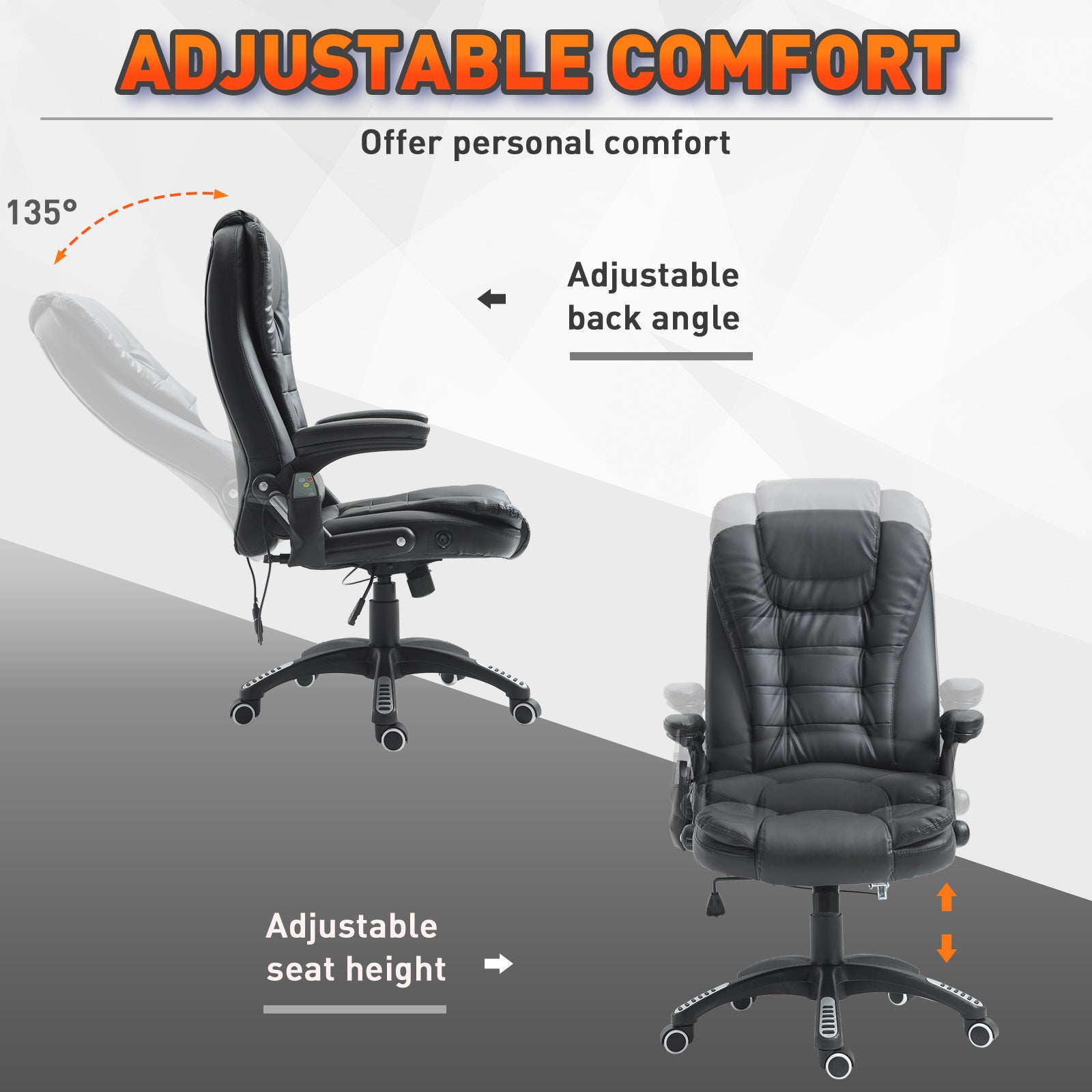 Executive Office Chairs Heated Massage High Back Reclining Office Chair Swivel Leather Adjustable Vibrating Furniture Bl