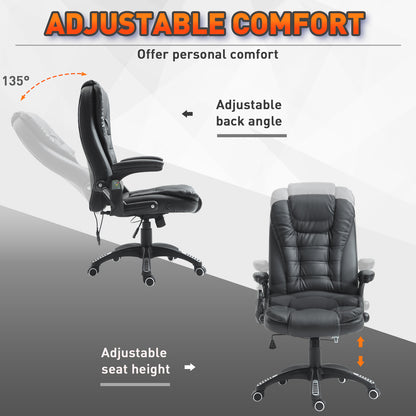 Executive Office Chairs Heated Massage High Back Reclining Office Chair Swivel Leather Adjustable Vibrating Furniture Bl