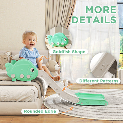 Qaba Toddler Couch Slide for Bed, Sofa, Stairs, Easy Assemble & Storage, for 18-48 Months, Green