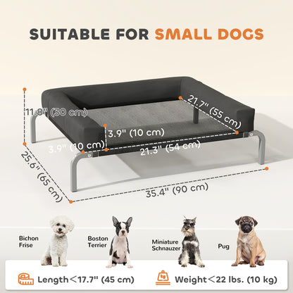 Elevated Dog Bed, Portable Raised Dog Cot with Breathable Mesh, Removable and Water-Resistant Bolsters, Black
