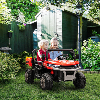 VarietyKart 12V Ride on Car with Electric Bucket, Two-Seater, Shovel, Remote Control, Spring Suspension, Horn, Music, Re