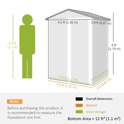 4.5 x 3ft Outdoor Storage Shed, Waterproof Metal Garden Shed with Lockable Door for Backyard, Patio, Lawn, Wood Grain