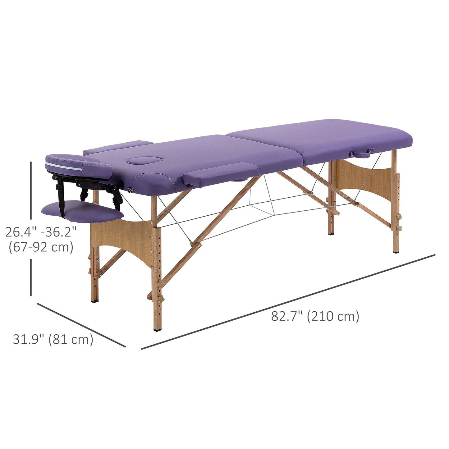 Height Adjustable Professional Salon Spa Facial Couch Bed, Portable Folding Massage Table, Purple