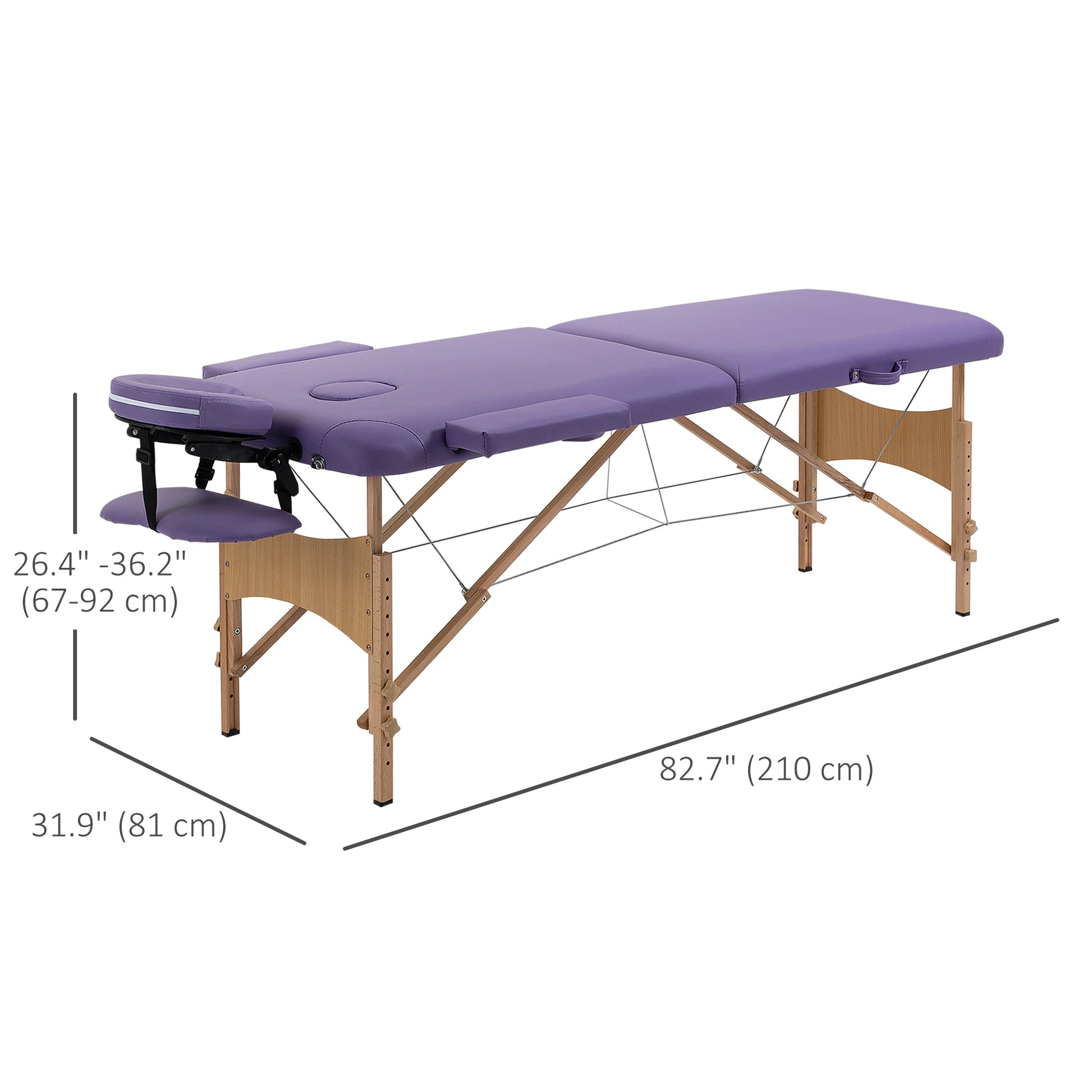 Height Adjustable Professional Salon Spa Facial Couch Bed, Portable Folding Massage Table, Purple