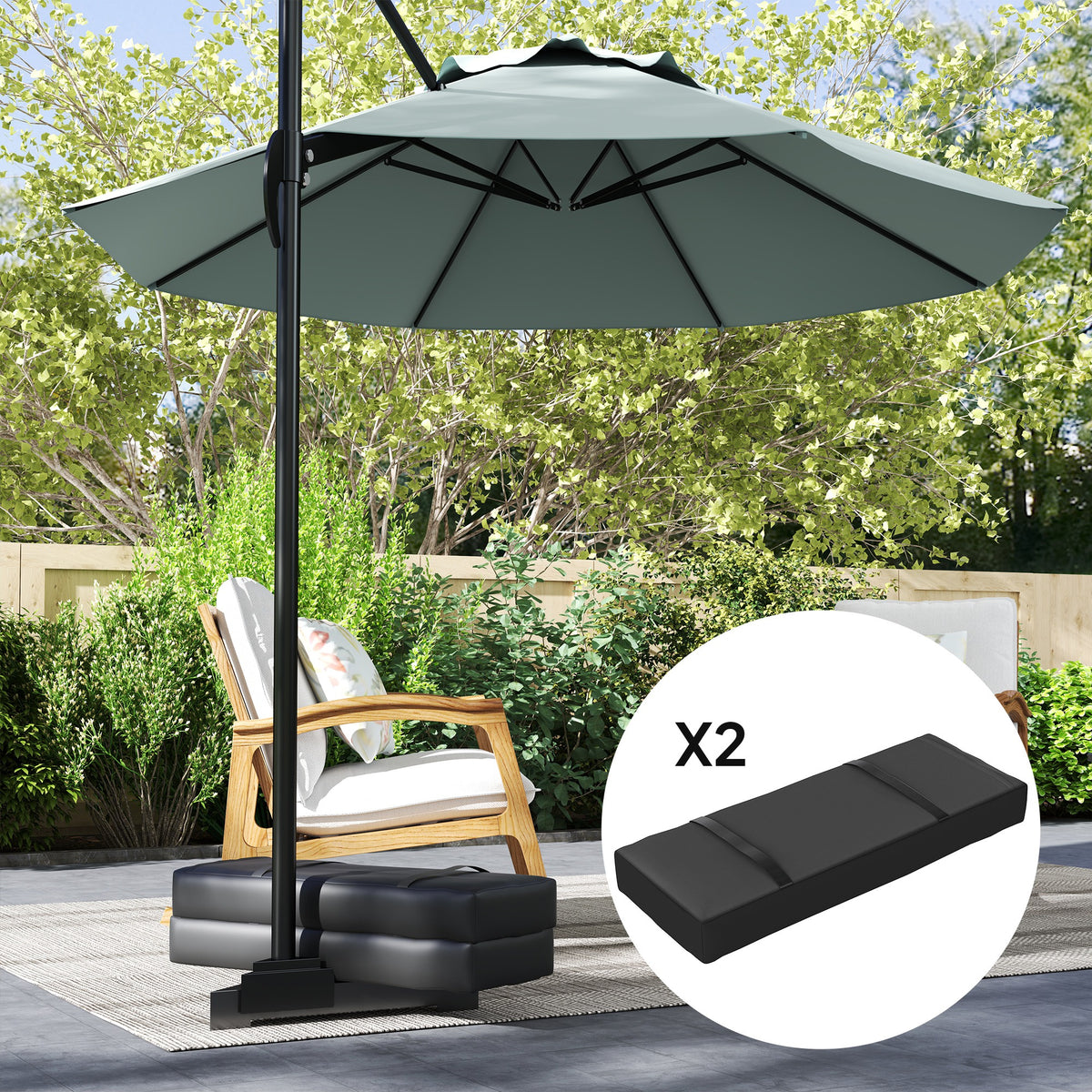 2PCS Patio Umbrella Base Weight Bag, Umbrella Stand Weights with Handles, 33 lbs with Sand Filling, Patio Umbrella Weigh