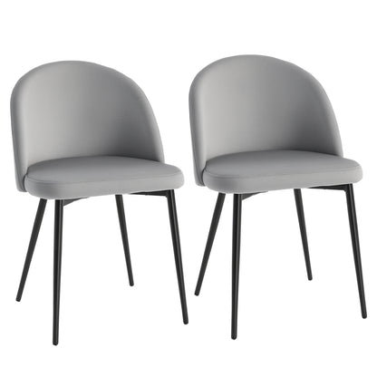 Set of 2 Mid-Back Dining Chair, Mid-Back Velvet-touch Upholstery Kitchen Chair for Living Room Dining Room, Dark Blue