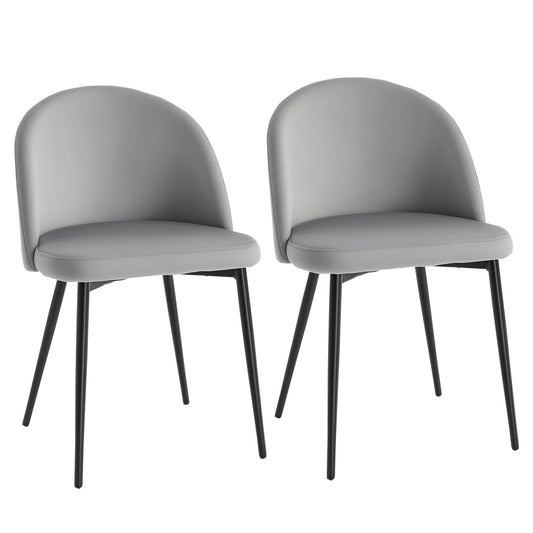 Set of 2 Mid-Back Dining Chair, Mid-Back Velvet-touch Upholstery Kitchen Chair for Living Room Dining Room, Dark Blue