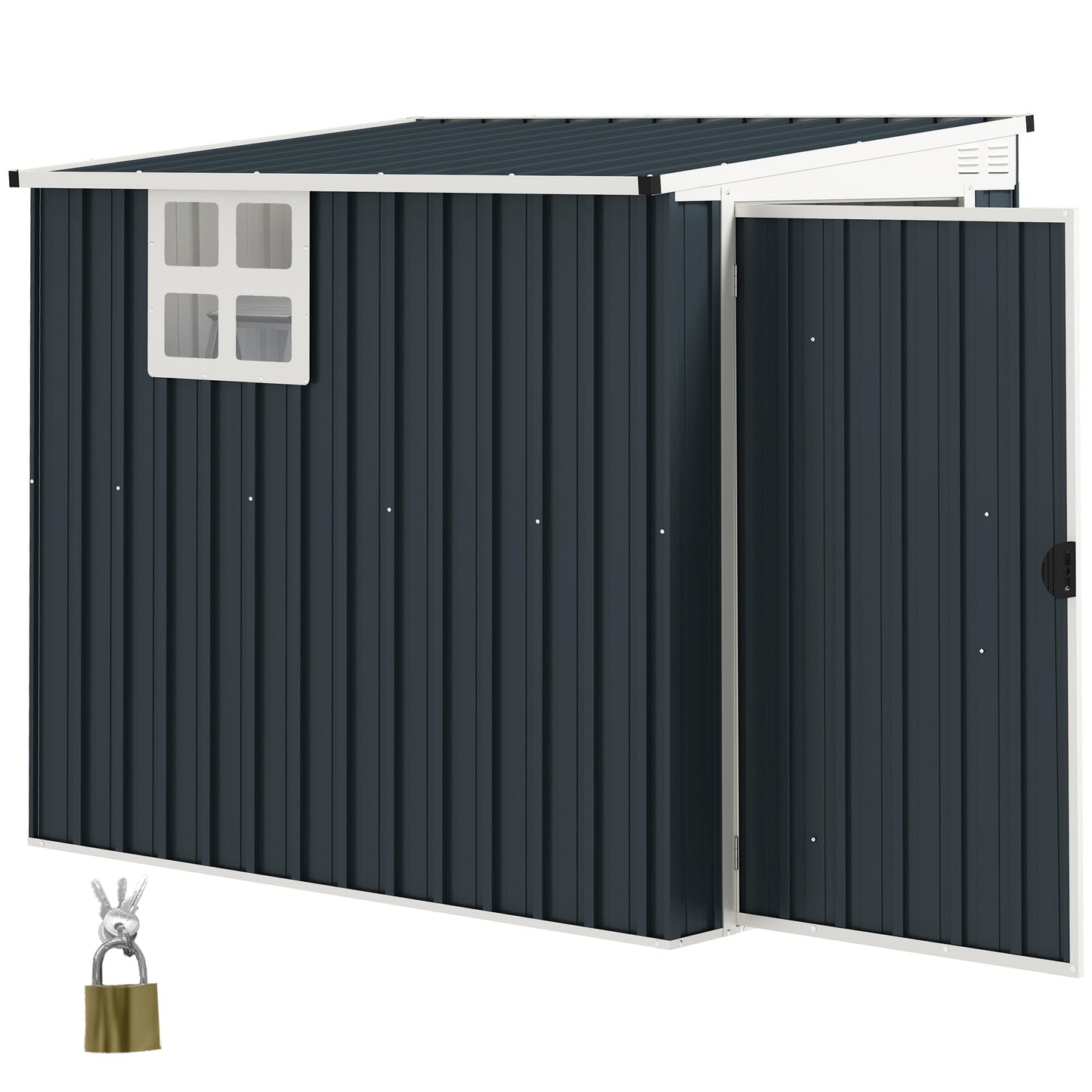 4' x 6' Outdoor Storage Shed, Metal Garden Shed with Window, 2 Vents and Lockable Door for Backyard, Garden, Patio