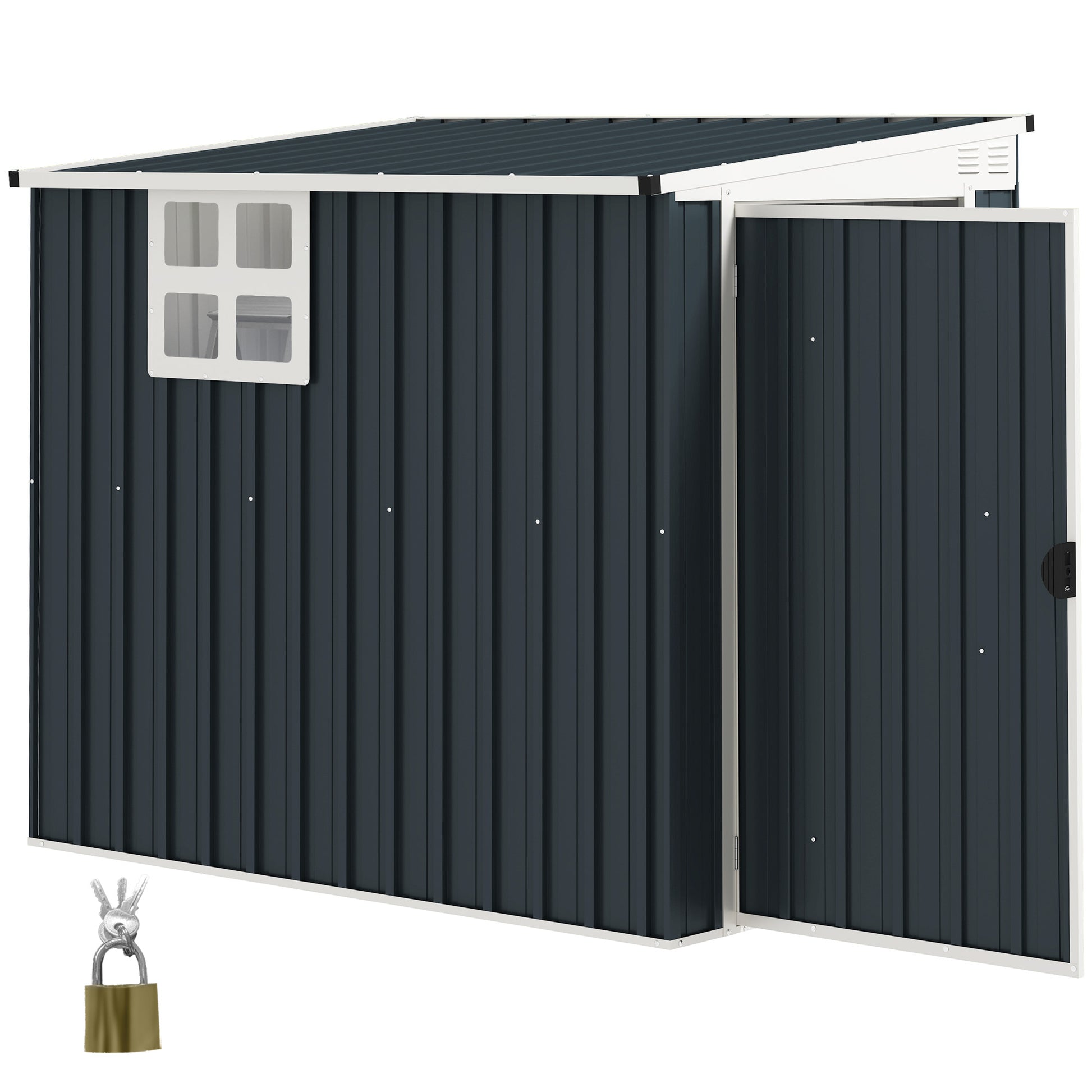 4' x 6' Outdoor Storage Shed, Metal Garden Shed with Window, 2 Vents and Lockable Door for Backyard, Garden, Patio