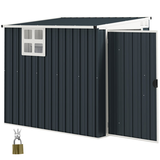 4' x 6' Outdoor Storage Shed, Metal Garden Shed with Window, 2 Vents and Lockable Door for Backyard, Garden, Patio