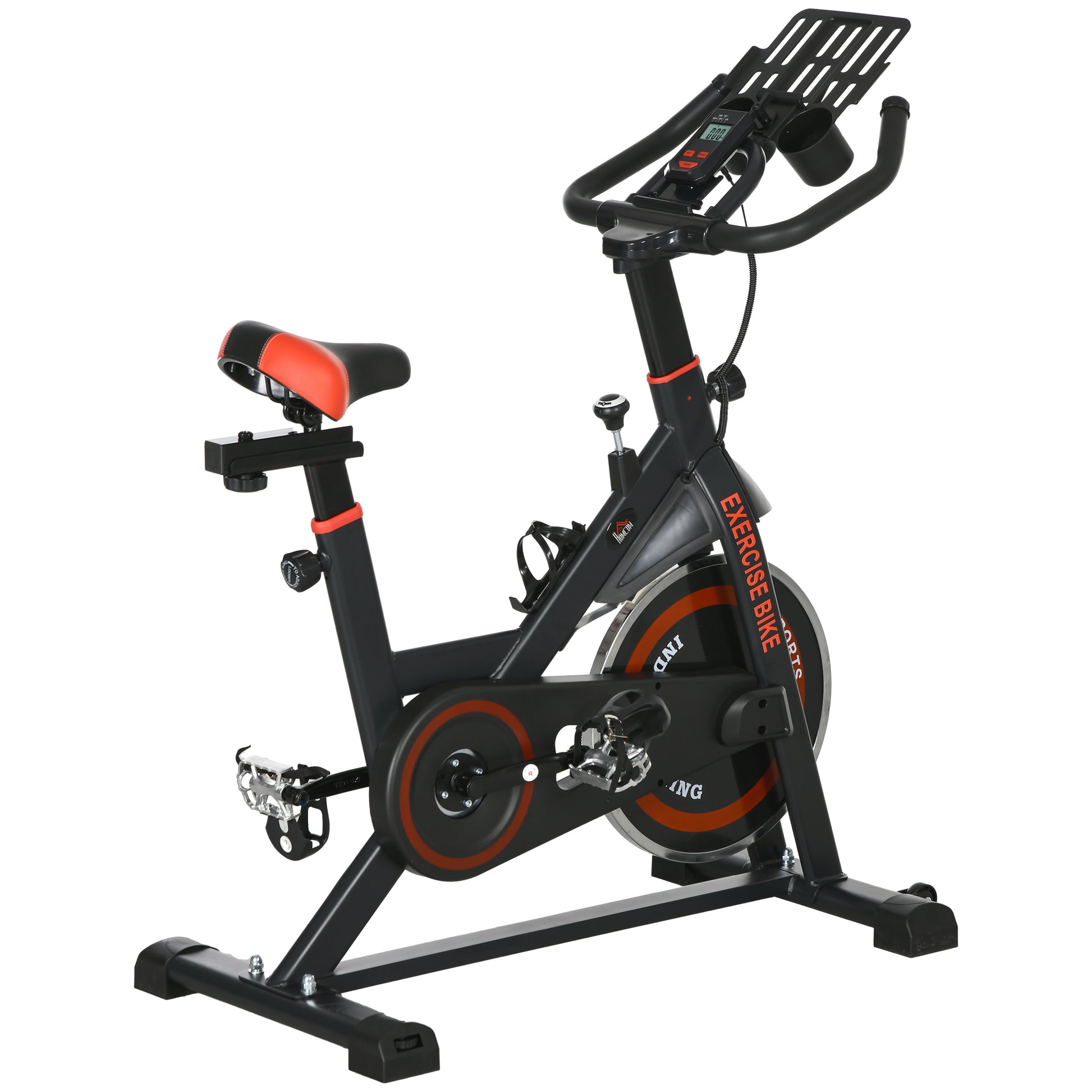 Soozier Adjustable Upright Stationary Exercise Bike w/ LCD Display, Indoor Cycling Bike for Home w/ Adjustable Resistanc