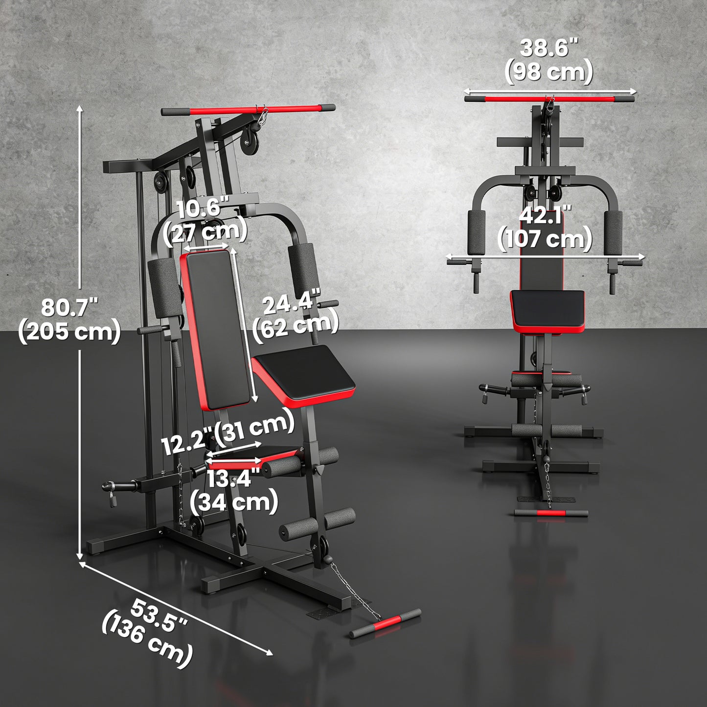 Soozier Home Gym Equipment, Multifunctional Weight Machine with Pulley System for Full Body Strength Training, Black