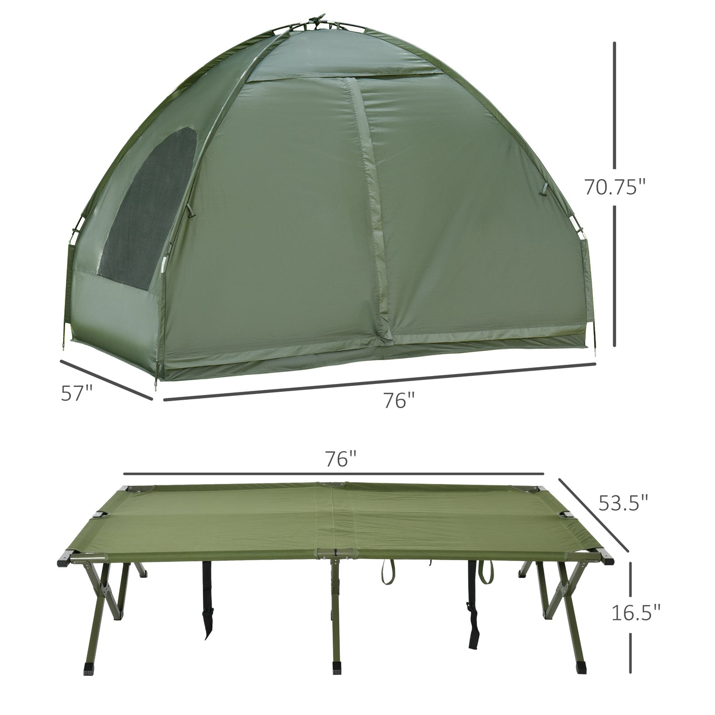 All in 1 Camping Combo Portable Folding Camping Tent Cot Air Mattress w/ Carry Bag and Pump Hiking Shelter Sleeping Bed 